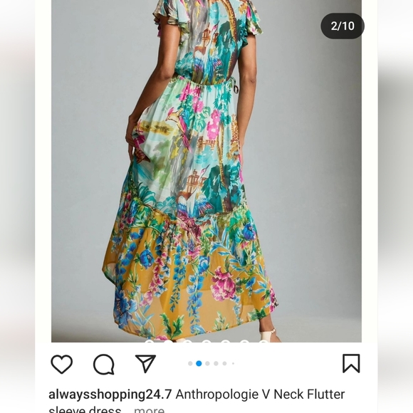 Anthropologie V neck flutter dress - Picture 2 of 8